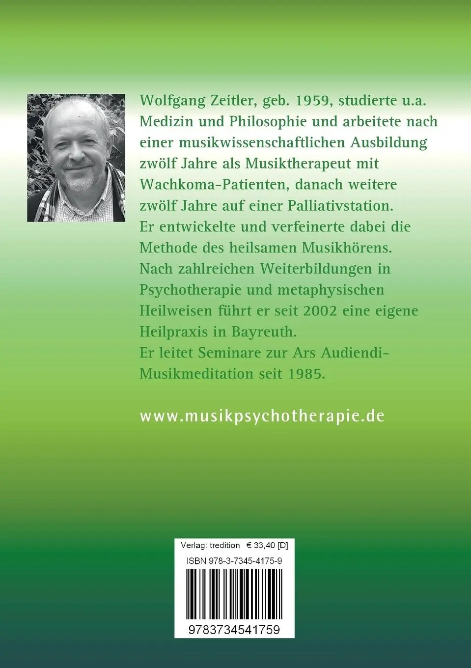 Rückseite: 9783734541759 | Auditive Musiktherapie | Wolfgang Zeitler | Taschenbuch | 272 S.