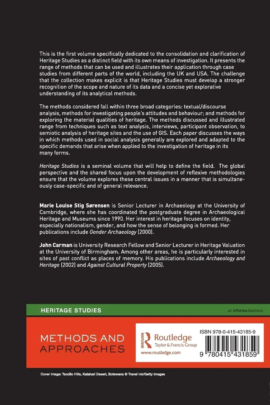 Rückseite: 9780415431859 | Heritage Studies | Methods and Approaches | Sørensen (u. a.) | Buch