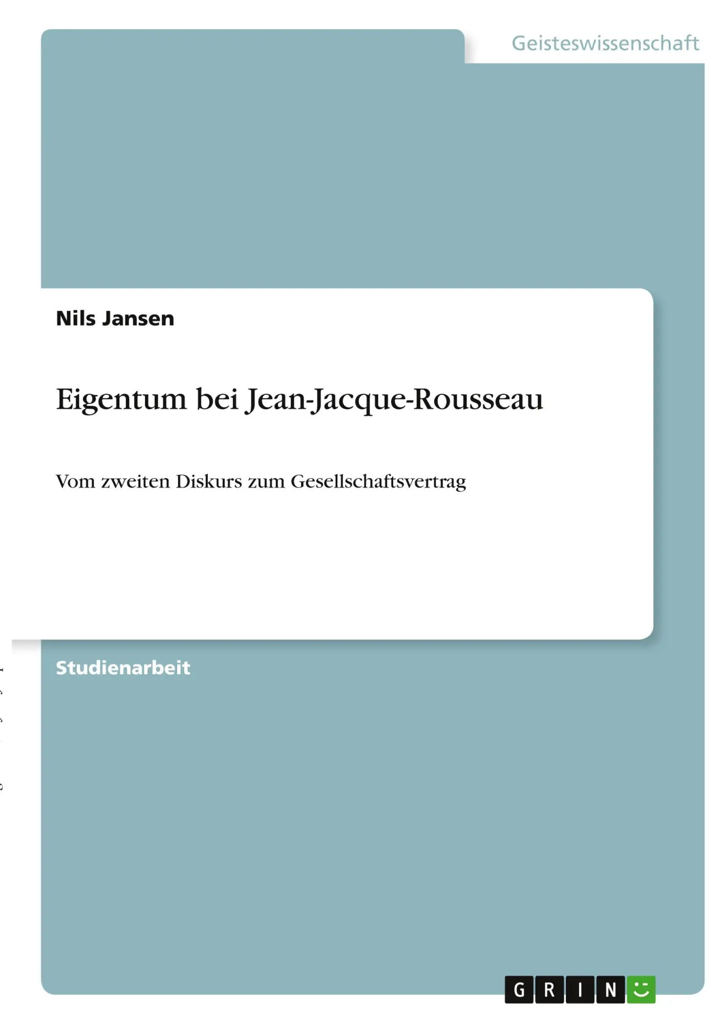 Cover: 9783346381859 | Eigentum bei Jean-Jacque-Rousseau | Nils Jansen | Taschenbuch | 24 S.