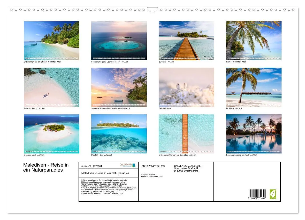 Bild: 9783457571859 | Malediven - Reise in ein Naturparadies (Wandkalender 2026 DIN A2...