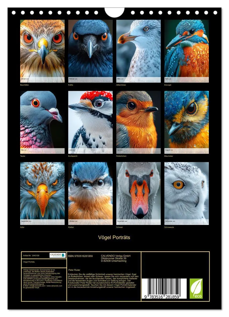 Bild: 9783516281859 | Vögel Porträts (Wandkalender 2026 DIN A4 hoch), CALVENDO...
