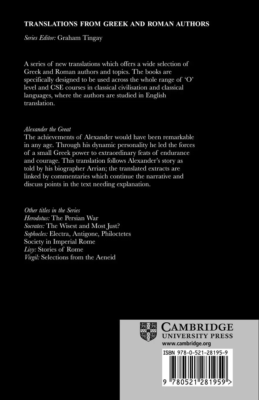 Rückseite: 9780521281959 | Arrian | Alexander the Great: Selections from Arrian | Taschenbuch