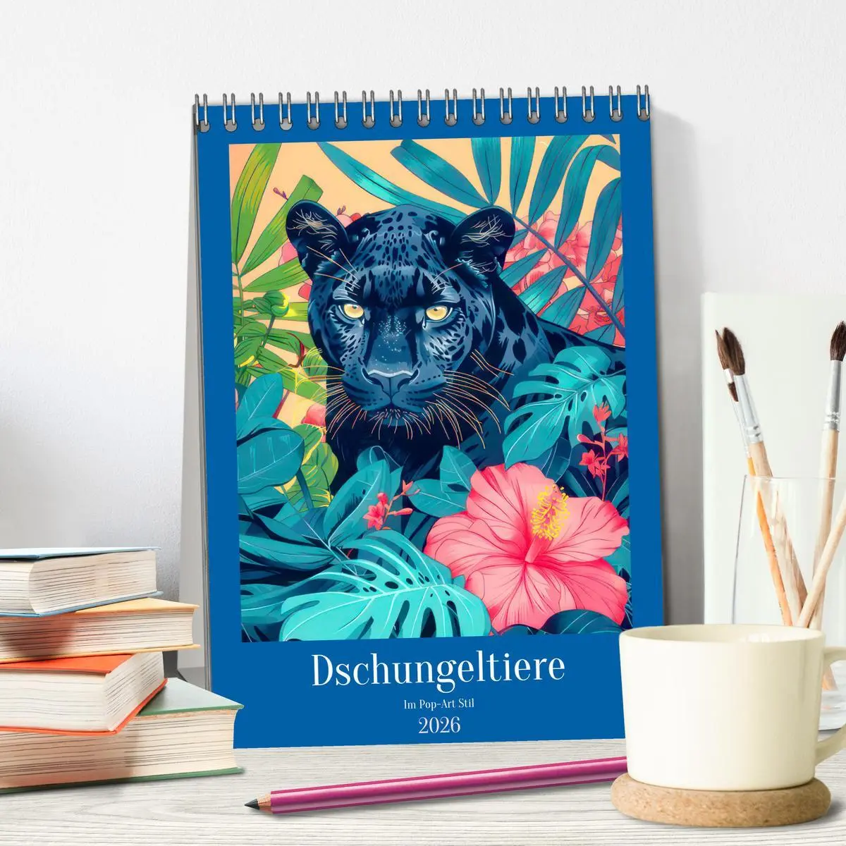 Bild: 9783516271959 | Dschungeltiere im Pop-Art Stil (Tischkalender 2026 DIN A5 hoch),...