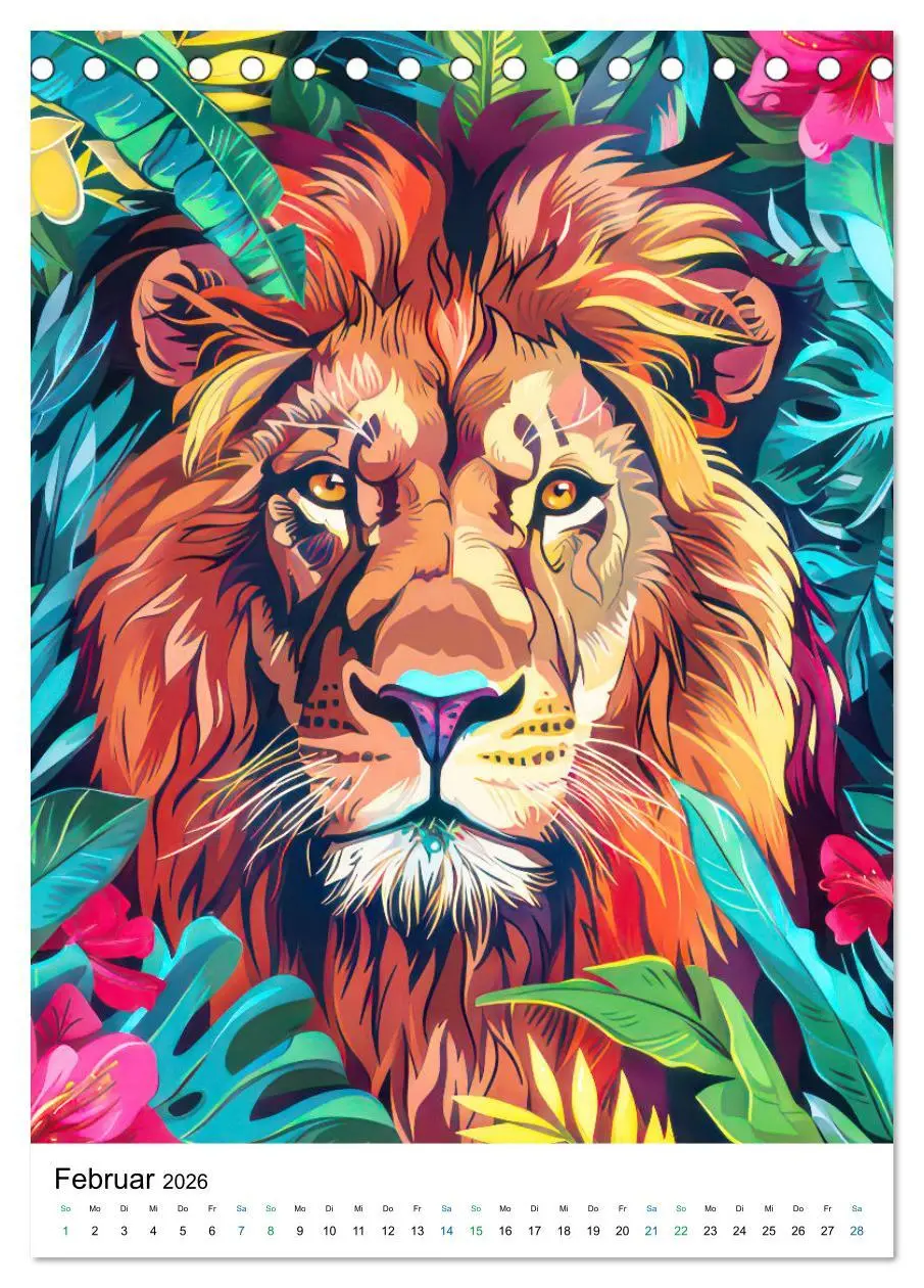Bild: 9783516271959 | Dschungeltiere im Pop-Art Stil (Tischkalender 2026 DIN A5 hoch),...