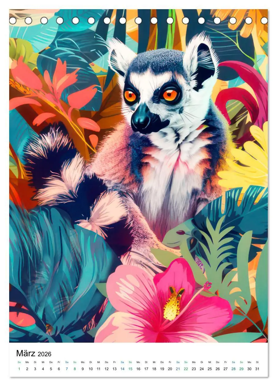 Bild: 9783516271959 | Dschungeltiere im Pop-Art Stil (Tischkalender 2026 DIN A5 hoch),...