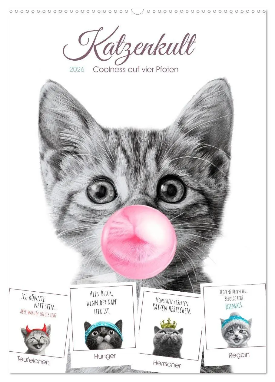 Cover: 9783516721959 | Katzenkult - Coolness auf vier Pfoten (Wandkalender 2026 DIN A2...