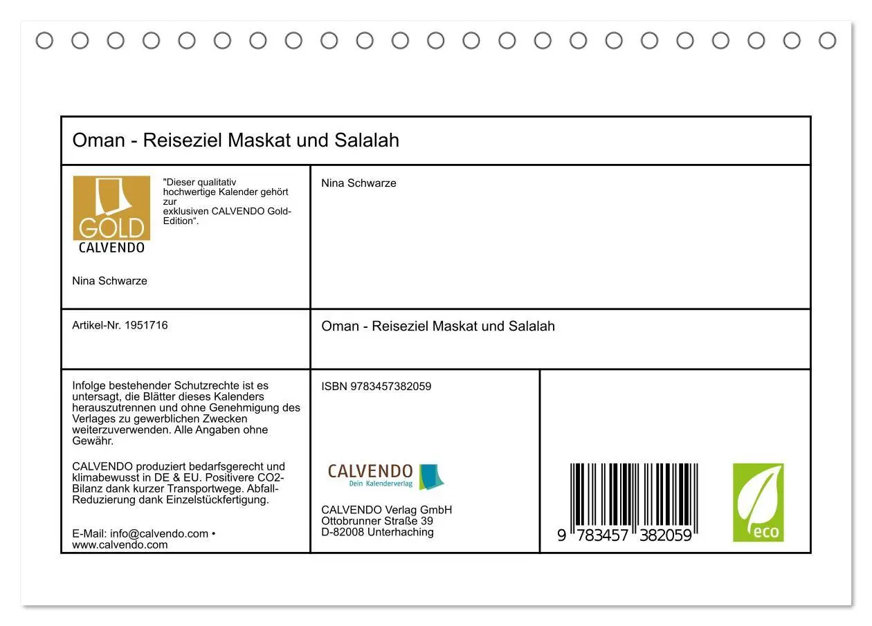 Bild: 9783457382059 | Oman - Reiseziel Maskat und Salalah (Tischkalender 2026 DIN A5...