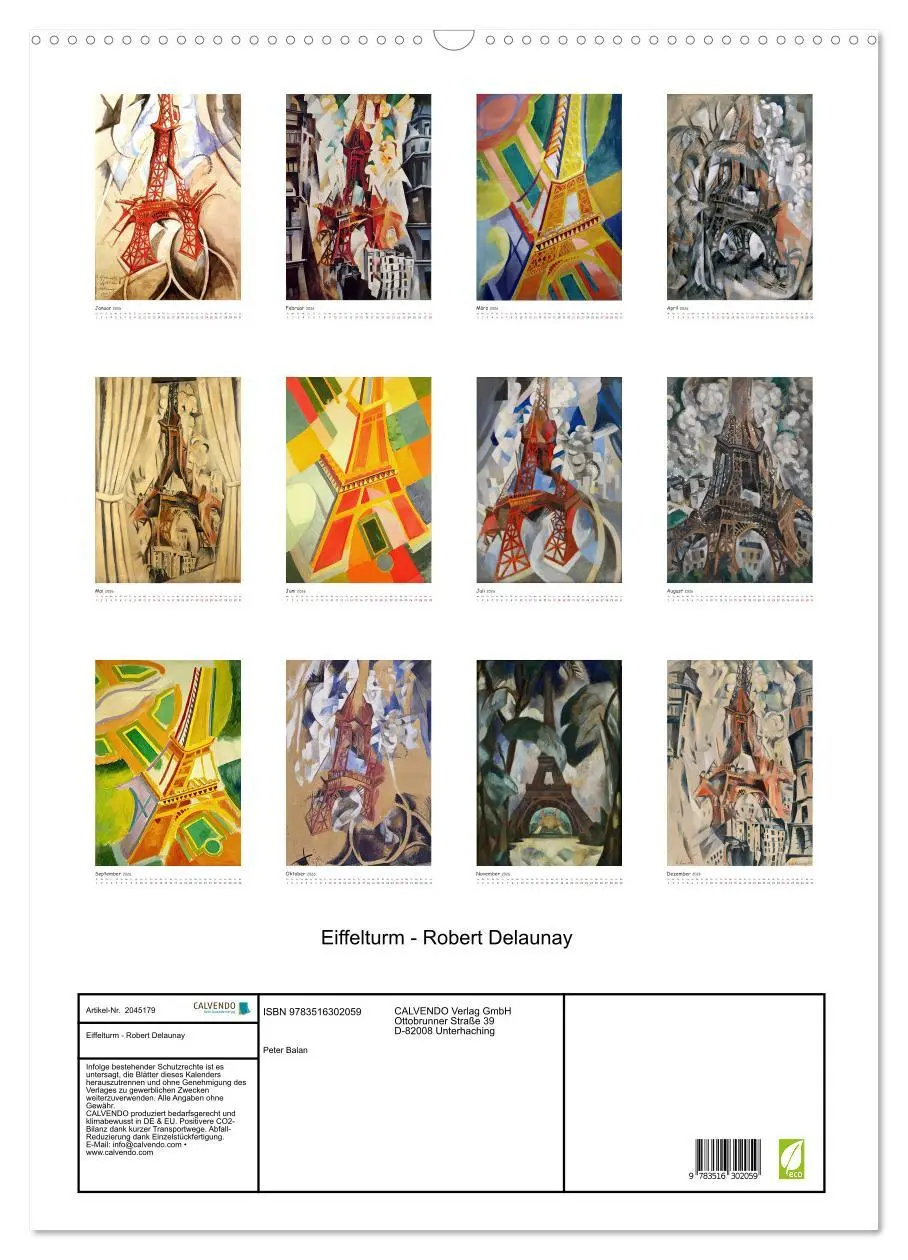 Bild: 9783516302059 | Eiffelturm - Robert Delaunay (Wandkalender 2026 DIN A2 hoch),...