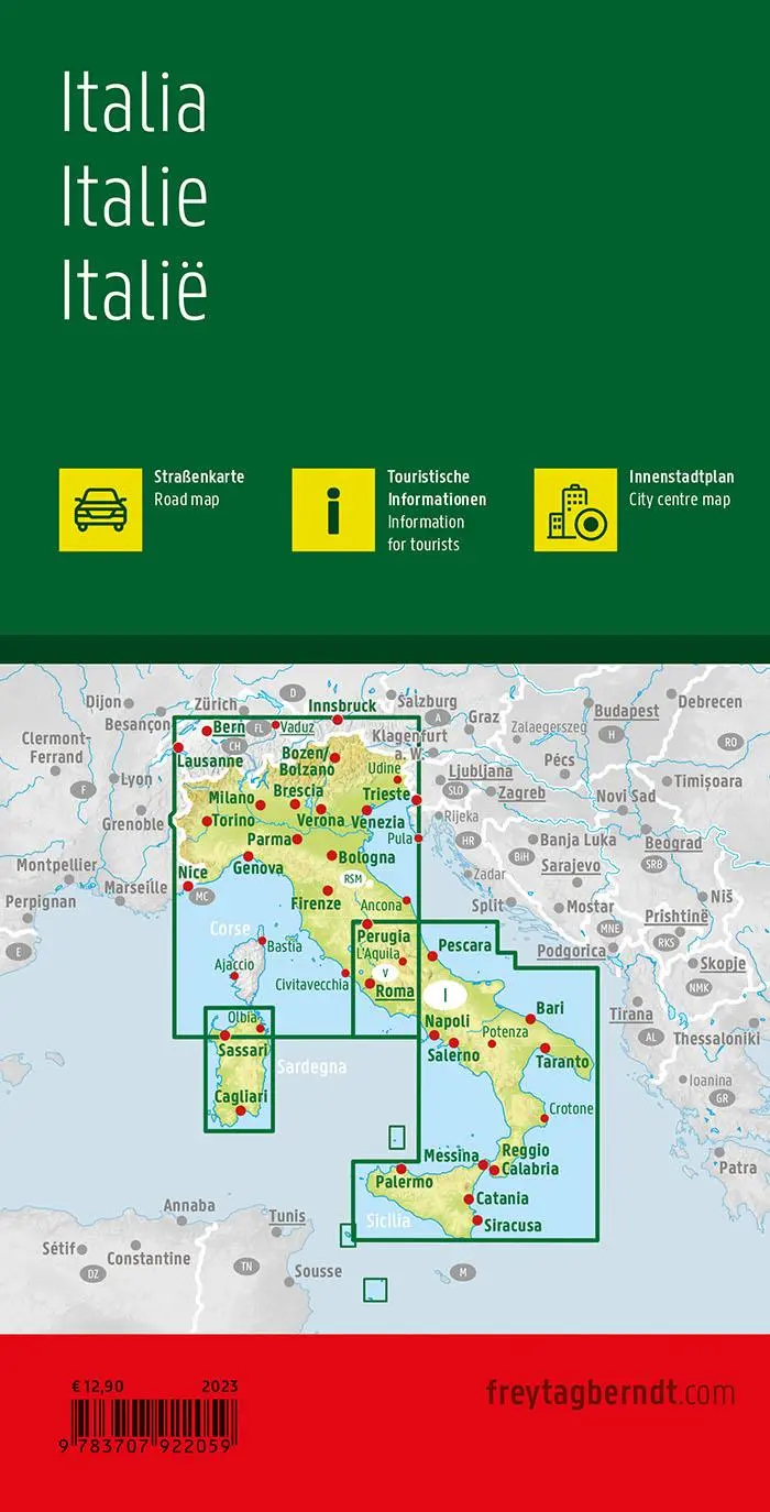 Rückseite: 9783707922059 | Italien, Straßenkarte 1:600.000, freytag &amp; berndt | freytag &amp; berndt