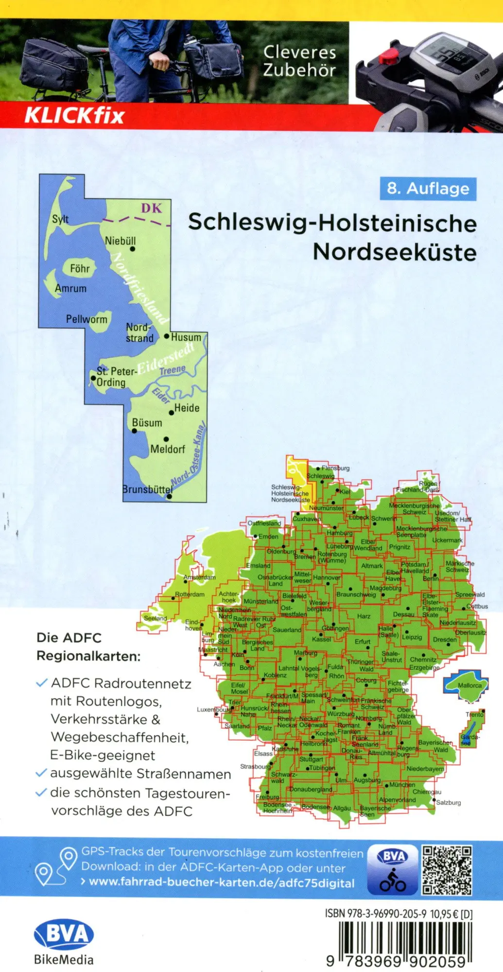 Bild: 9783969902059 | BVA ADFC Regionalkarte Schleswig-Holsteinische Nordseeküste mit...