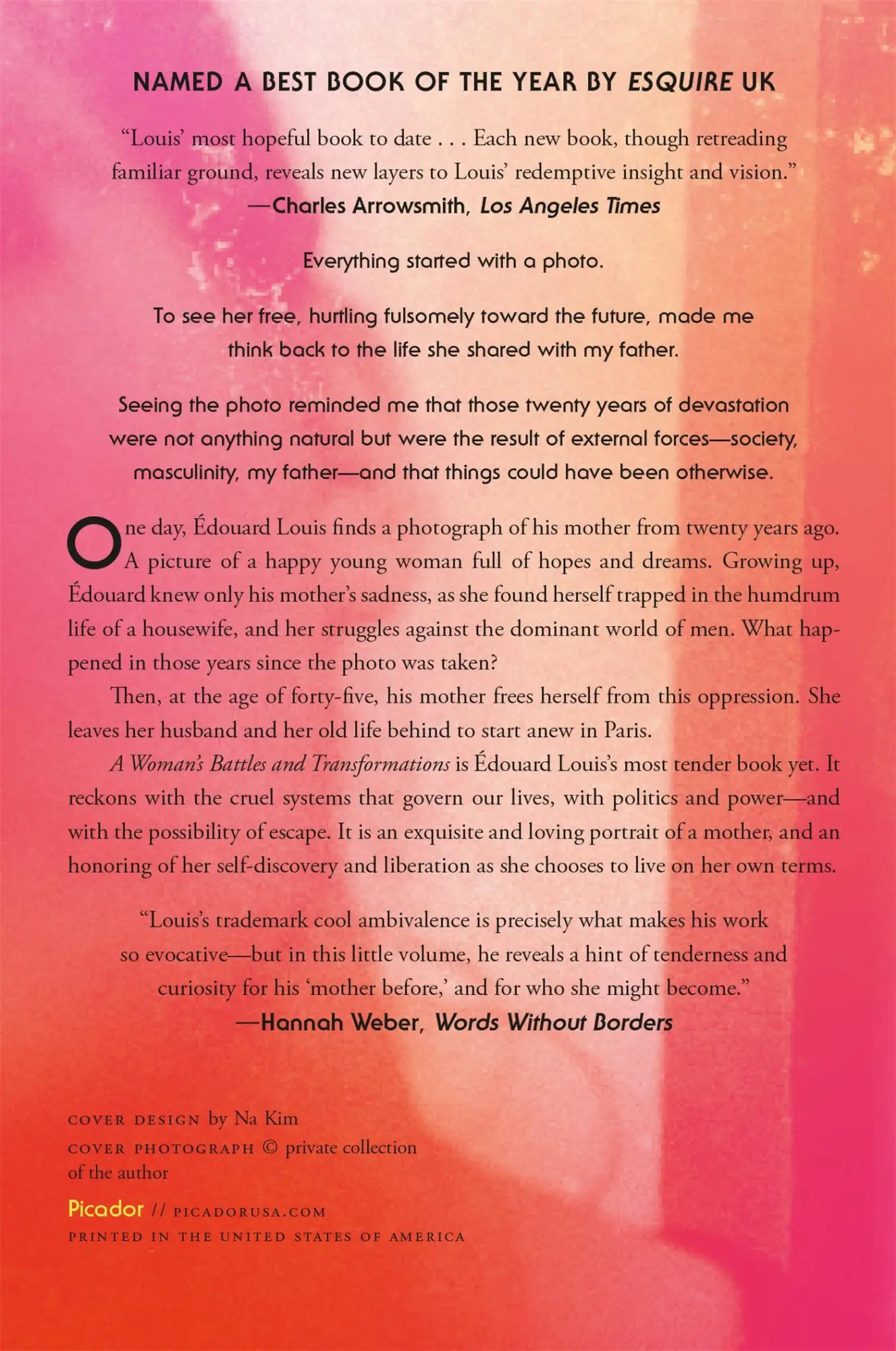 Rückseite: 9781250872159 | A Woman's Battles and Transformations | Édouard Louis | Taschenbuch