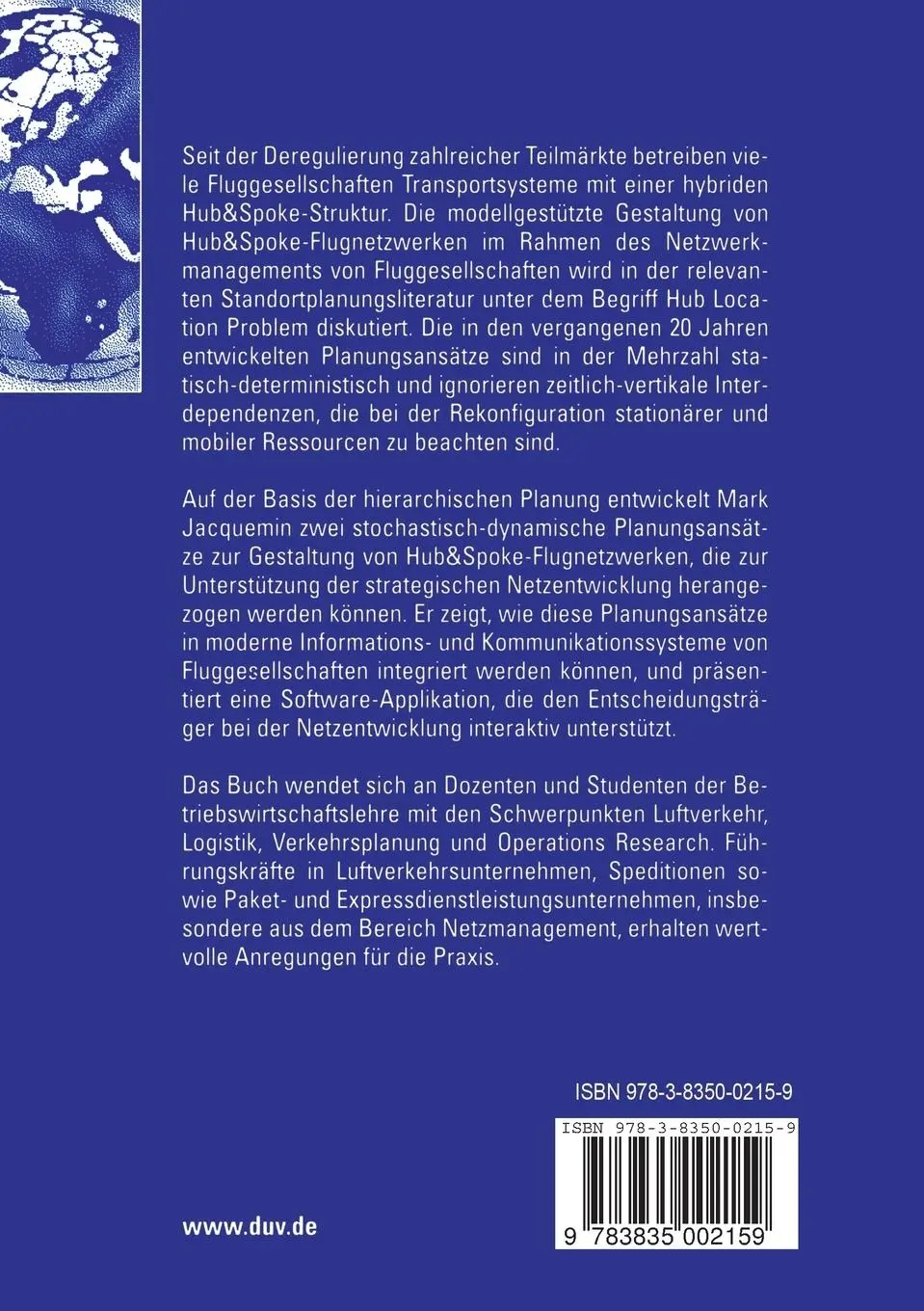 Rückseite: 9783835002159 | Netzmanagement im Luftverkehr | Mark Jacquemin | Taschenbuch | xxxviii