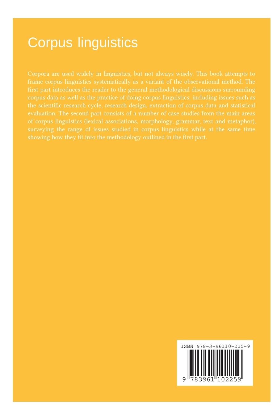 Rückseite: 9783961102259 | Corpus linguistics | Anatol Stefanowitsch | Buch | 508 S. | Englisch