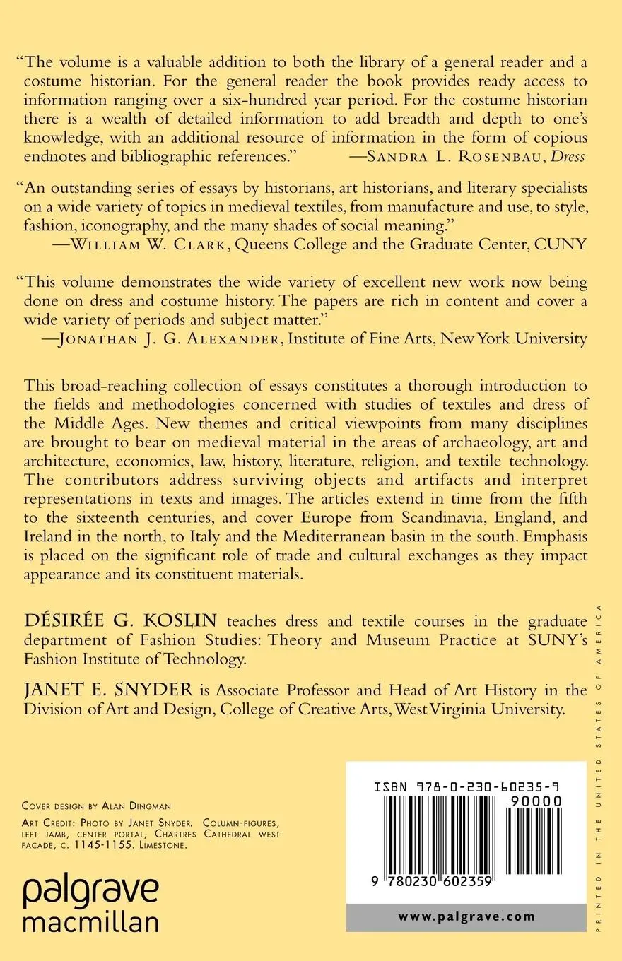 Rückseite: 9780230602359 | Encountering Medieval Textiles and Dress | Objects, Texts, Images