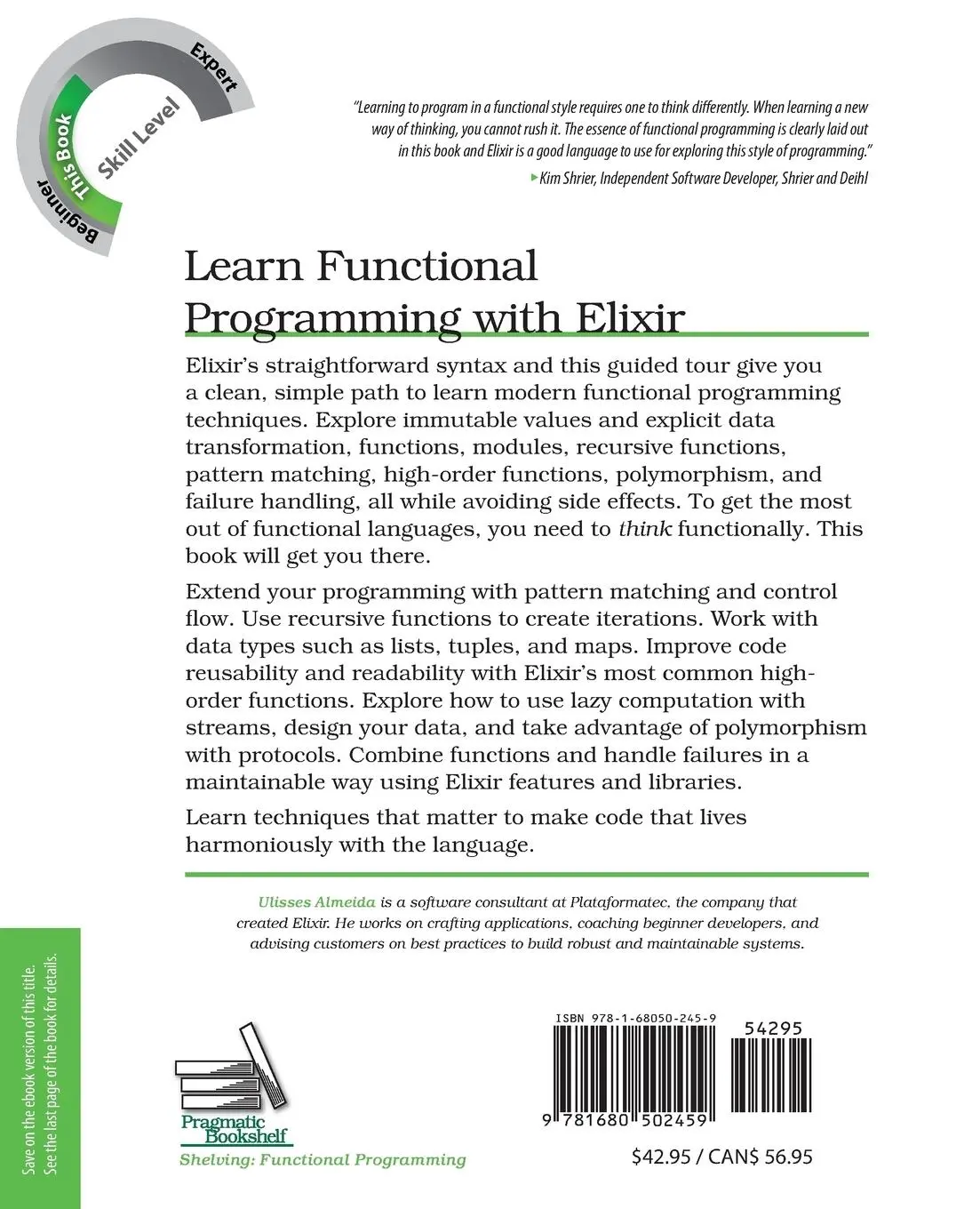 Rückseite: 9781680502459 | Learn Functional Programming with Elixir | Ulisses Almeida | Buch
