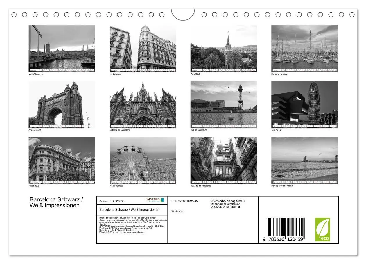 Bild: 9783516122459 | Barcelona Schwarz / Weiß Impressionen (Wandkalender 2026 DIN A4...