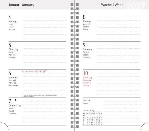 Bild: 9783819302459 | Taschenkalender Wochentimer Small Blau 2027 | Korsch Verlag | Buch
