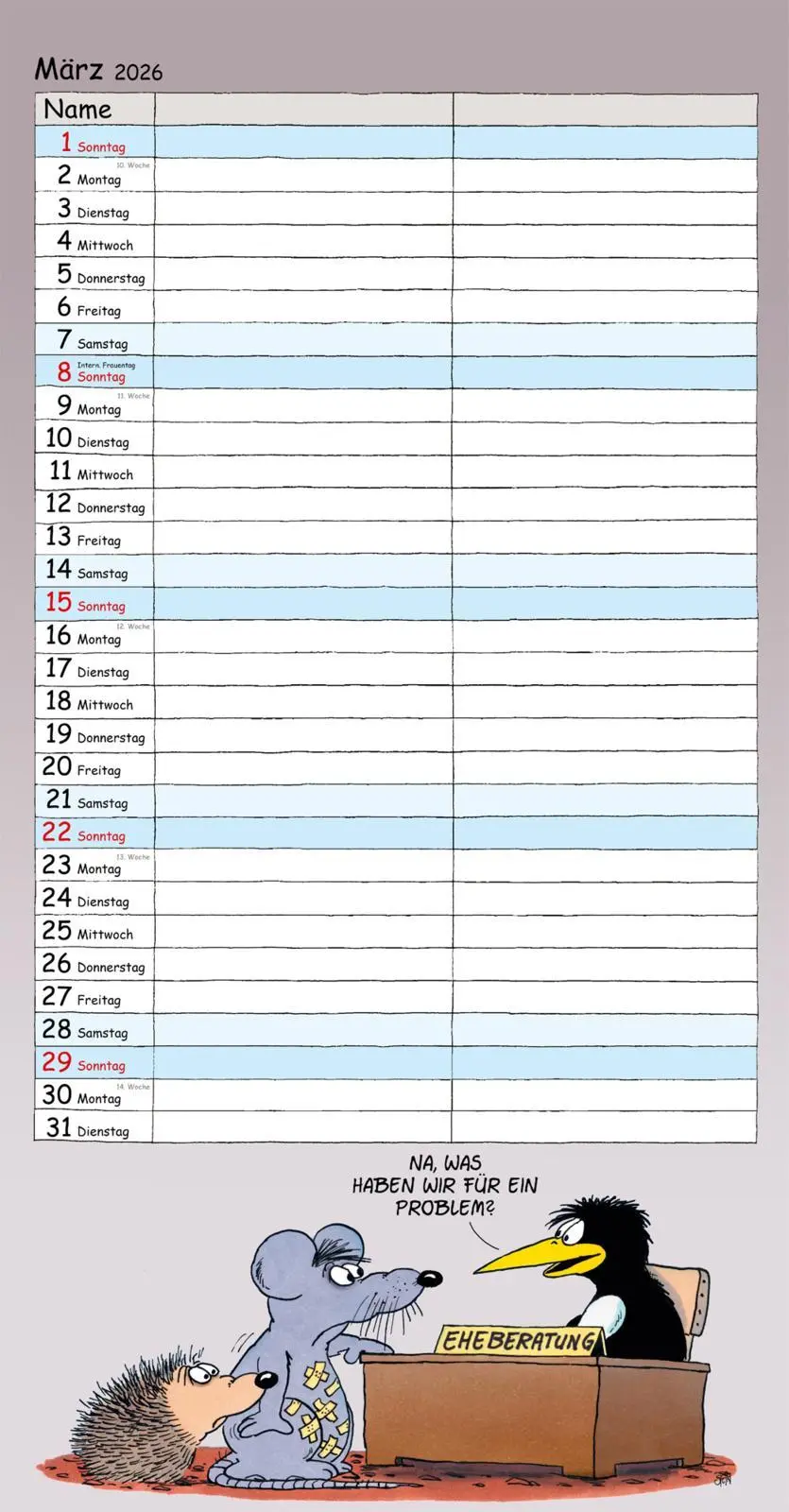 Bild: 9783830322559 | Uli Stein Timer für zwei 2026: Monatskalender für die Wand | Uli Stein