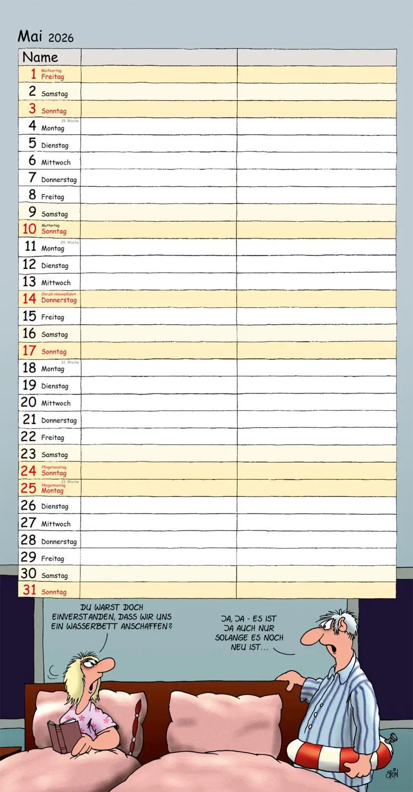 Bild: 9783830322559 | Uli Stein Timer für zwei 2026: Monatskalender für die Wand | Uli Stein