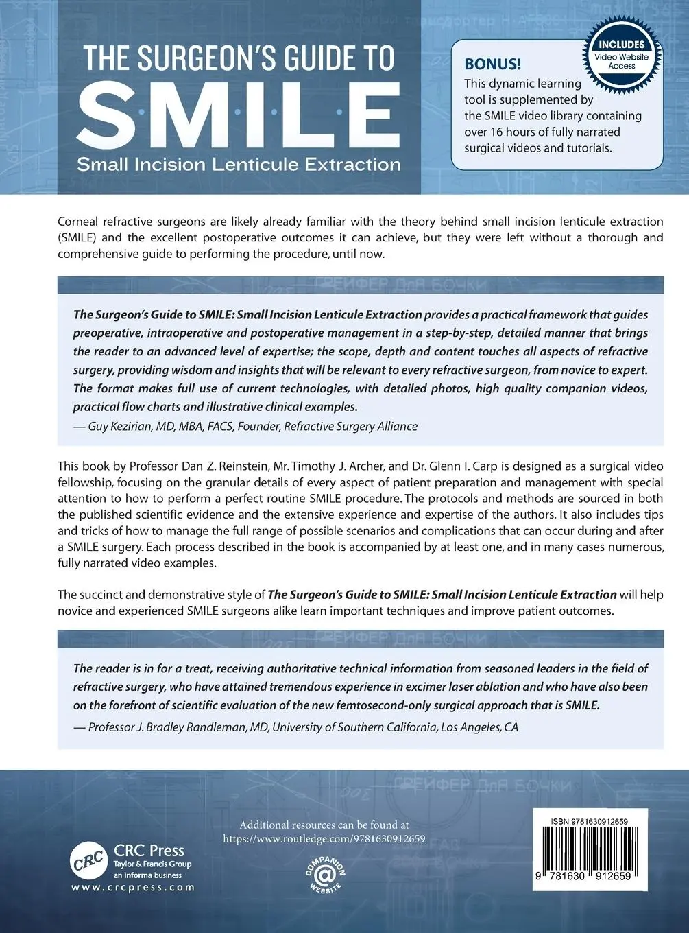 Rückseite: 9781630912659 | The Surgeon's Guide to SMILE | Small Incision Lenticule Extraction