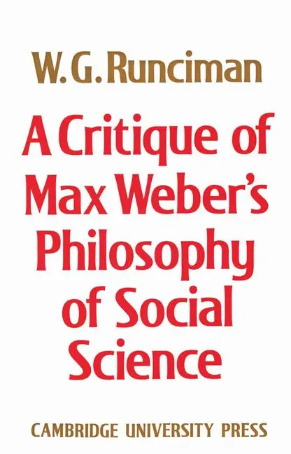 Cover: 9780521892759 | A Critique of Max Weber's Philosophy of Social Science | Runciman