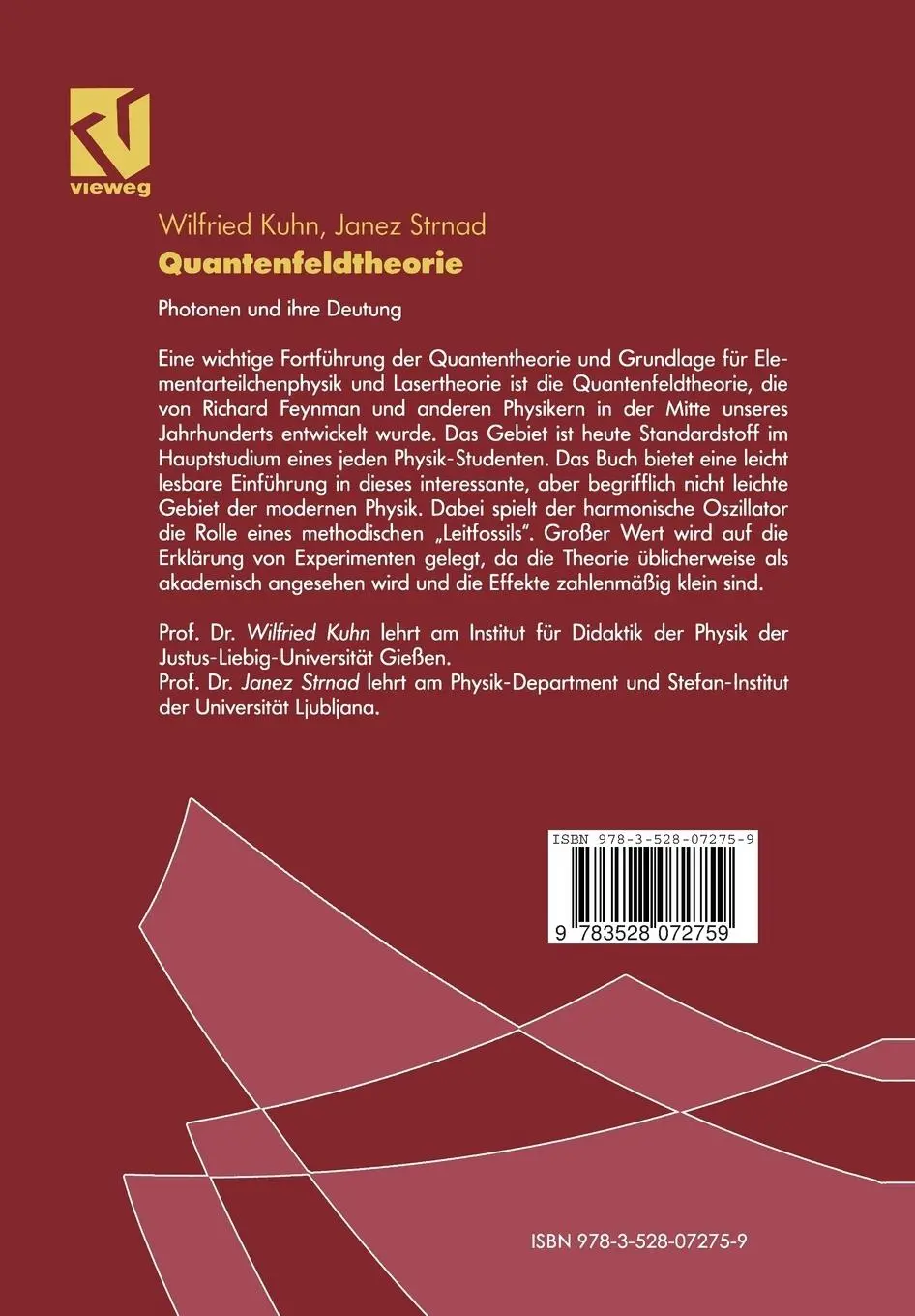 Rückseite: 9783528072759 | Quantenfeldtheorie | Photonen und ihre Deutung | Janez Strnad (u. a.)