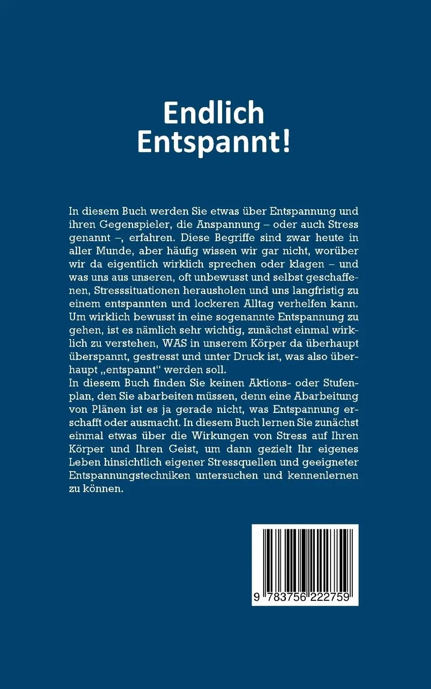 Rückseite: 9783756222759 | Endlich entspannt! | Luisa Feldkamp | Taschenbuch | Paperback | 86 S.