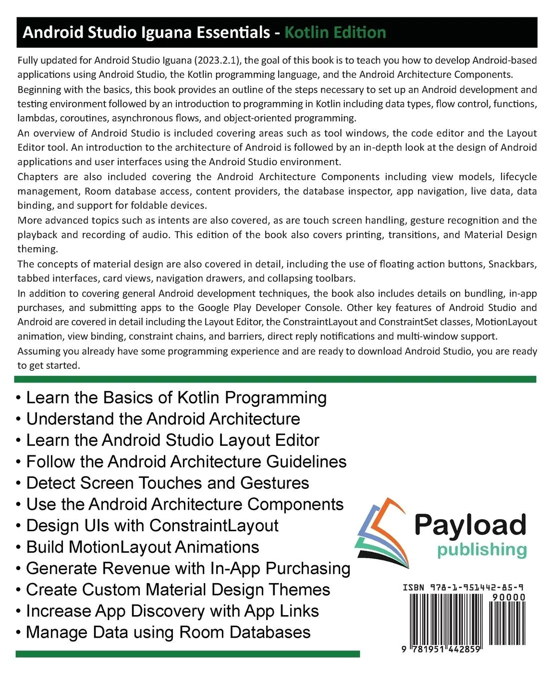 Rückseite: 9781951442859 | Android Studio Iguana Essentials - Kotlin Edition | Neil Smyth | Buch