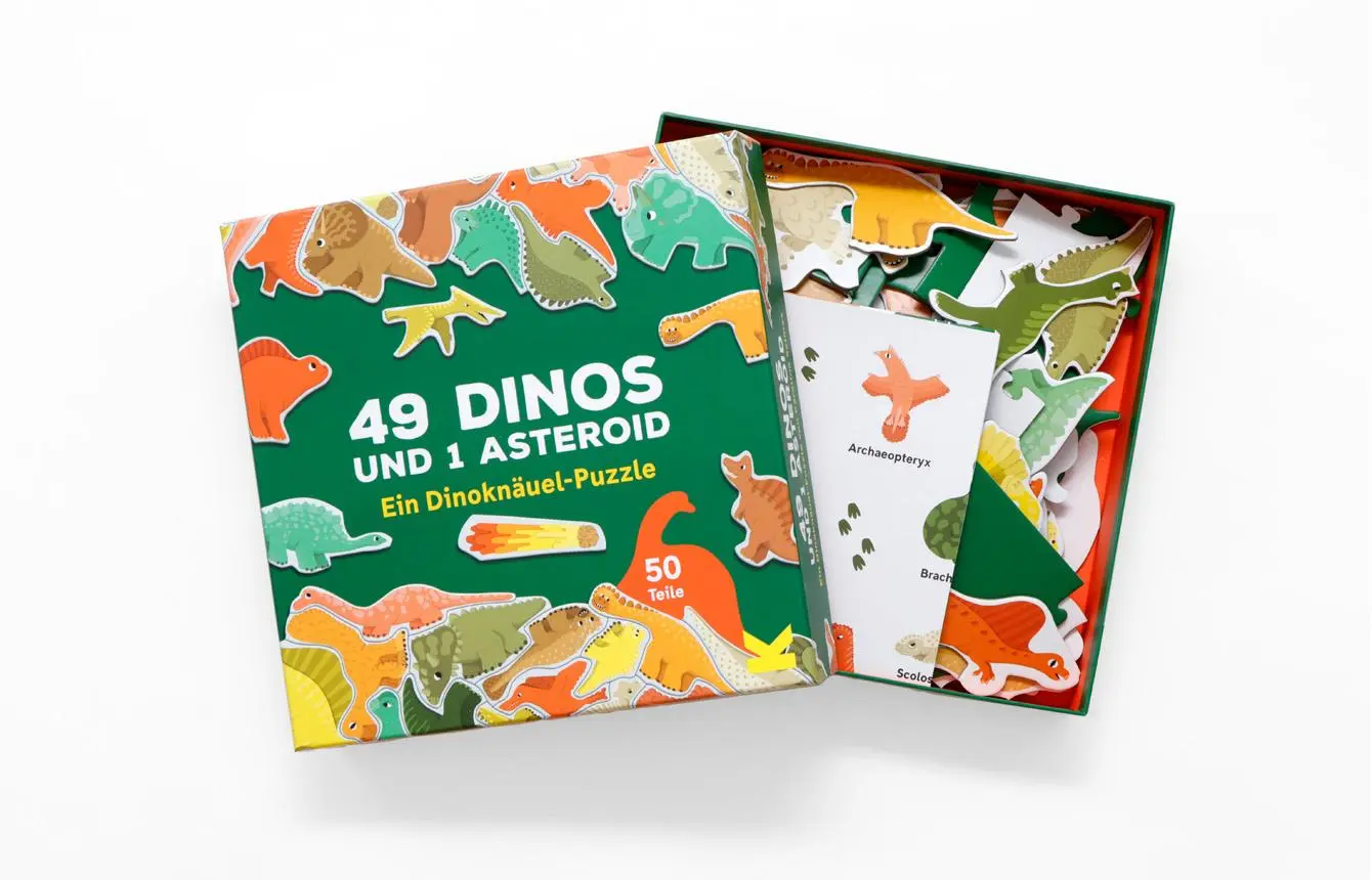 Bild: 9783962442859 | 49 Dinos und 1 Asteroid | Ein Dinoknäuel-Puzzle | Caroline Selmes