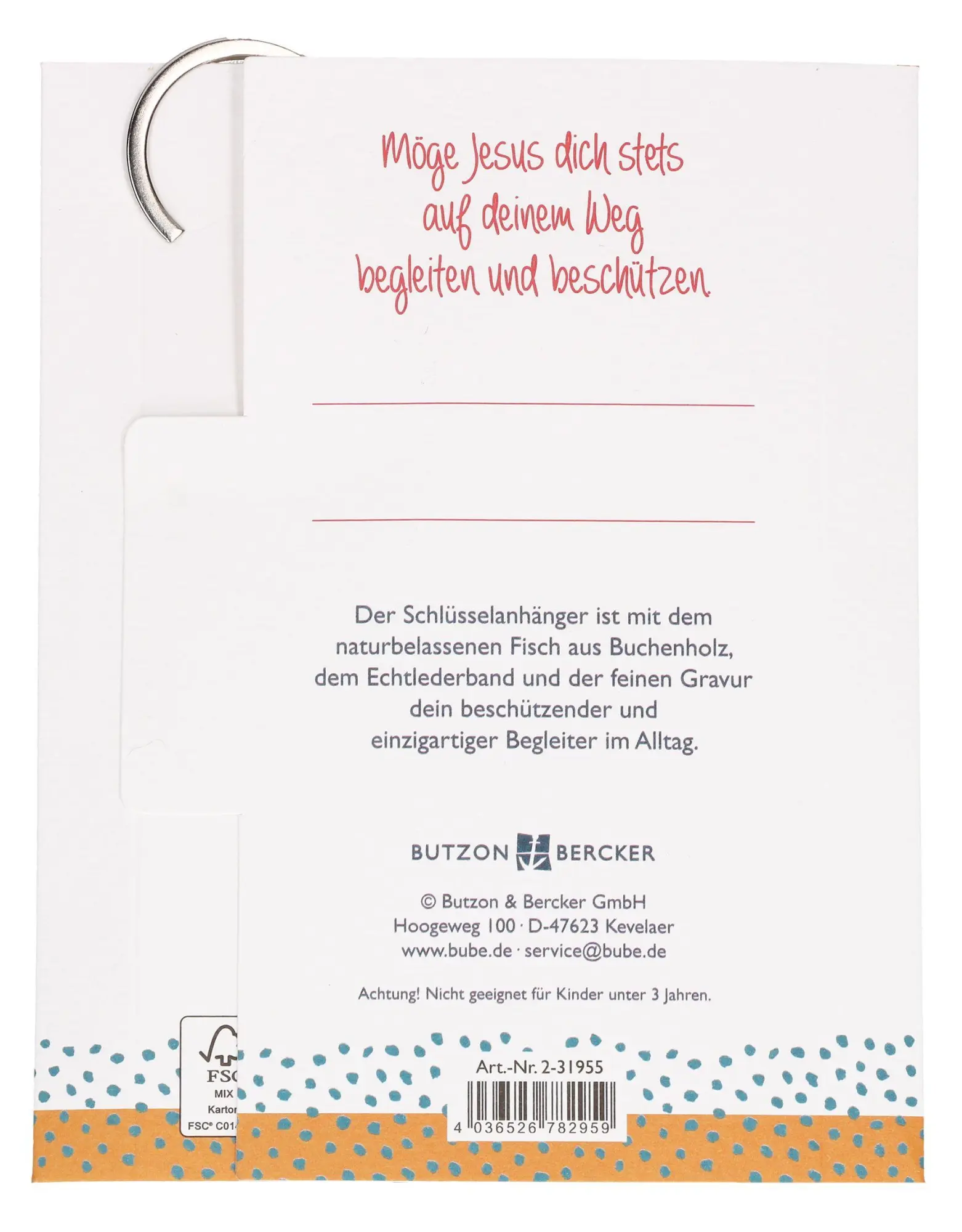 Rückseite: 4036526782959 | Fisch-Schlüsselanhänger aus Buchenholz mit Lederband mit Gravur...