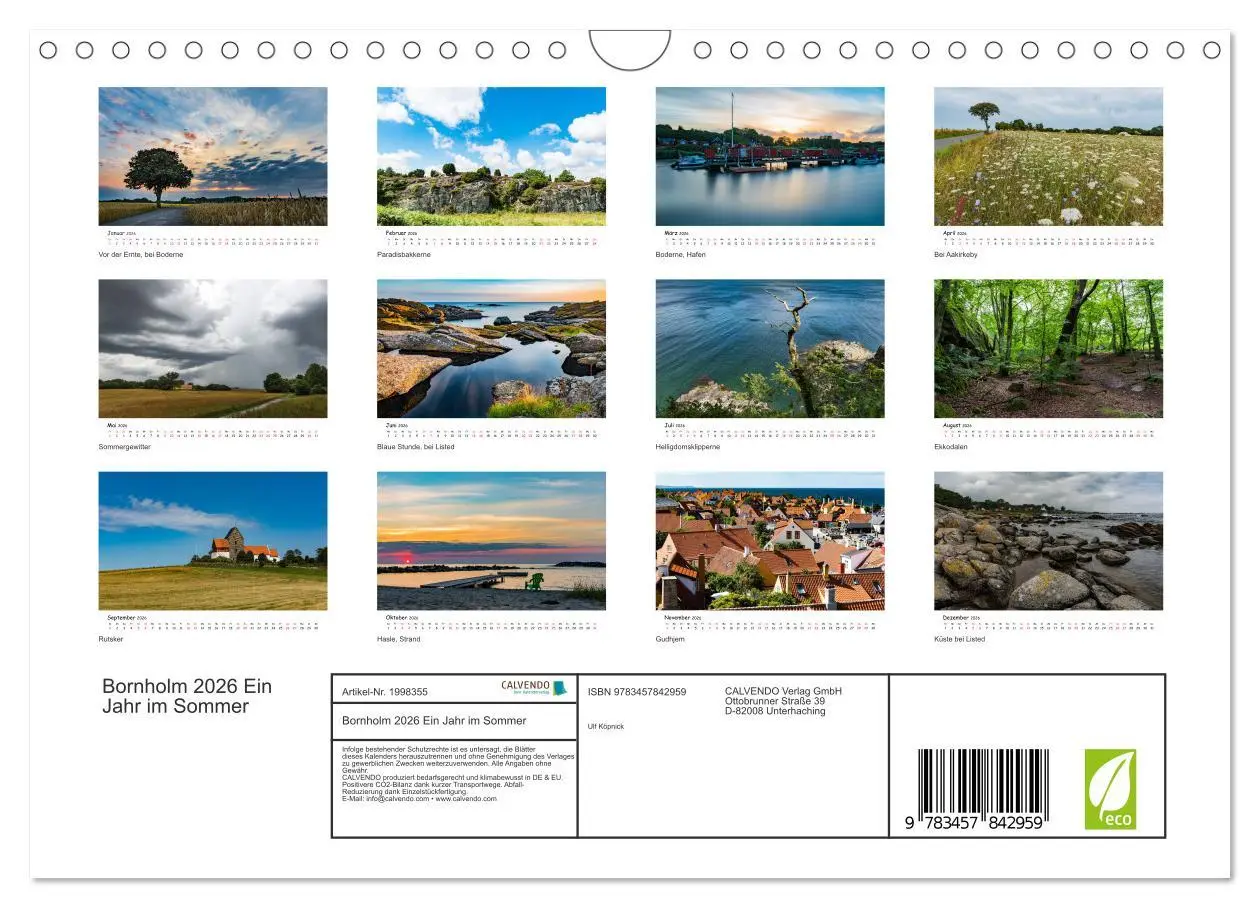 Bild: 9783457842959 | Bornholm 2026 Ein Jahr im Sommer (Wandkalender 2026 DIN A4 quer),...