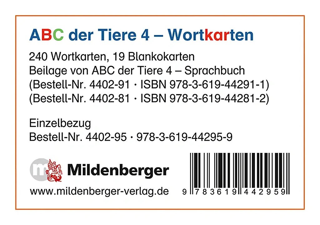 Cover: 9783619442959 | ABC der Tiere 4 - 4. Schuljahr, Wortkarten | Nachbezug zum Sprachbuch