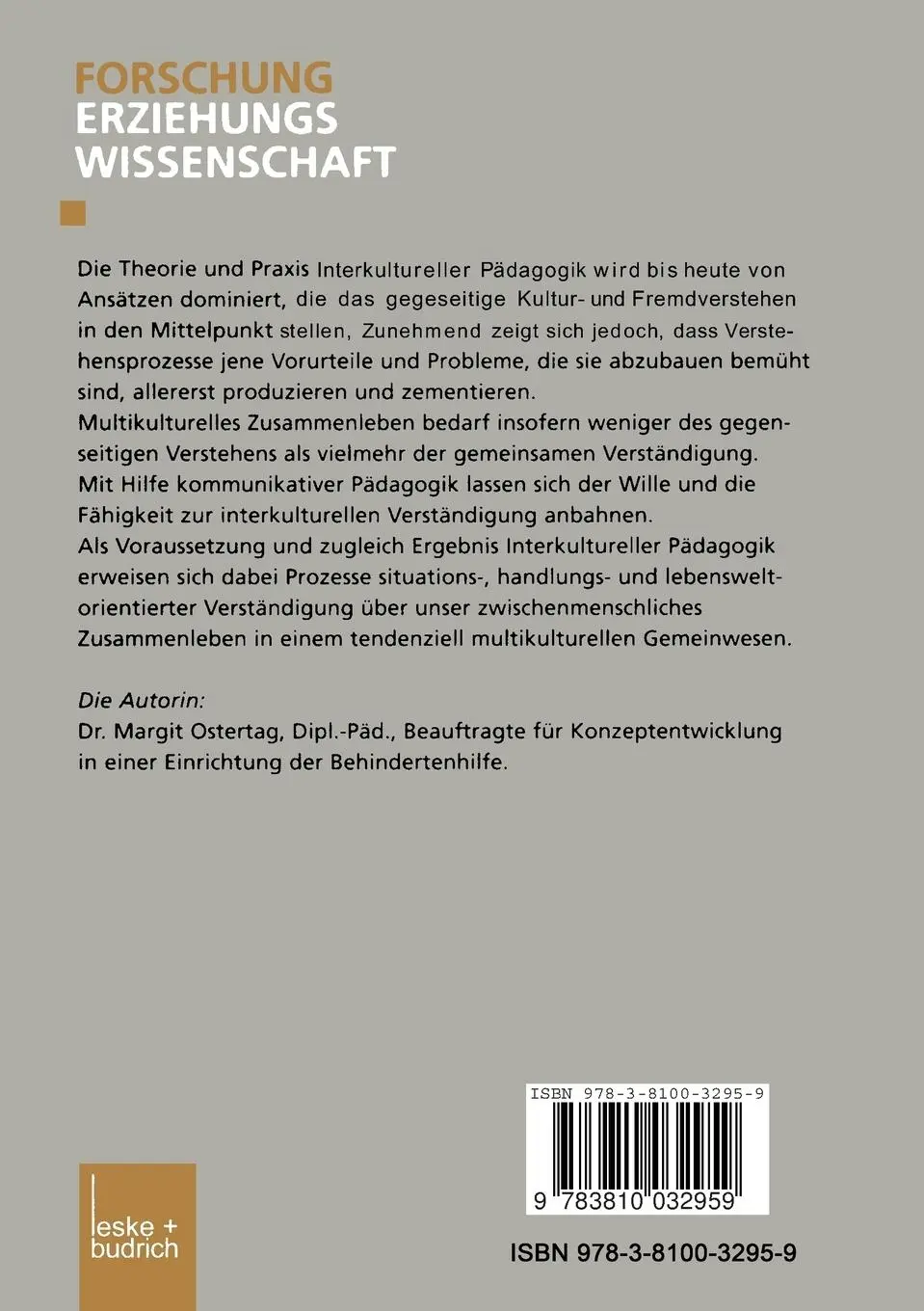 Rückseite: 9783810032959 | Kommunikative Pädagogik und multikulturelle Gesellschaft | Ostertag