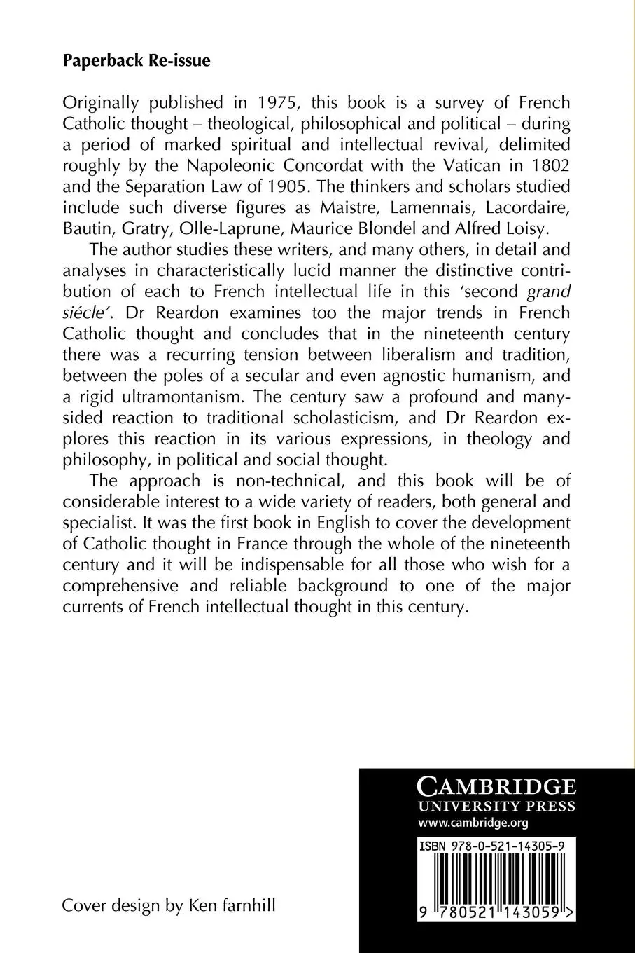 Rückseite: 9780521143059 | Liberalism and Tradition | Bernard Reardon (u. a.) | Taschenbuch