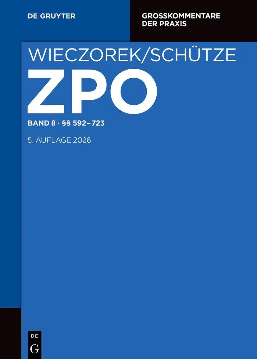 Cover: 9783110443059 | Band 8 §§ 592-723 | Christoph G. Paulus (u. a.) | Buch | DCXL | 2026
