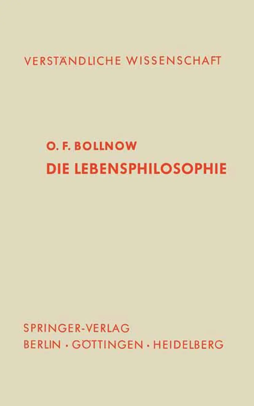 Cover: 9783642863059 | Die Lebensphilosophie | O. F. Bollnow | Taschenbuch | vi | Deutsch
