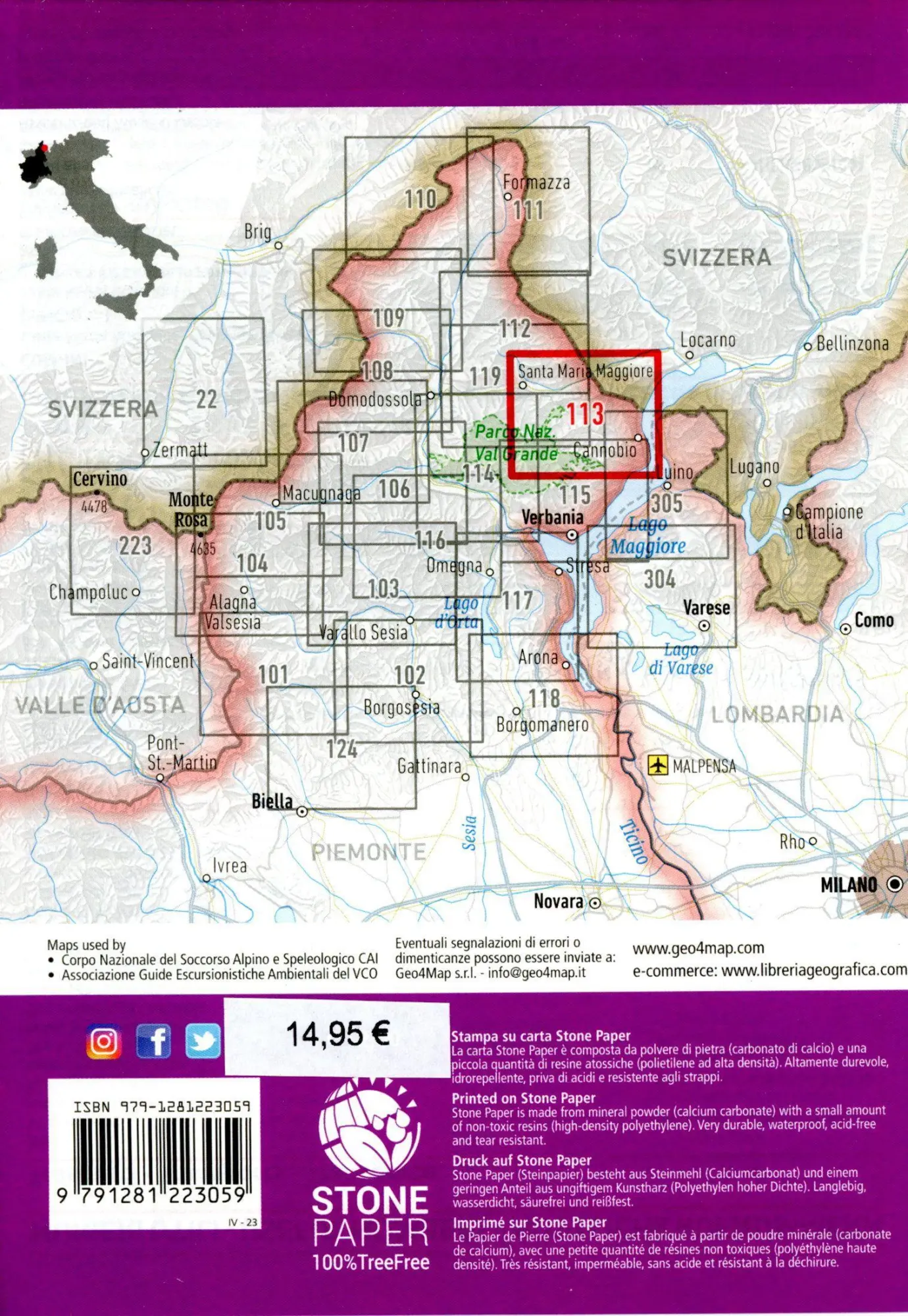 Bild: 9791281223059 | 113 Valle Cannobina | (Land-)Karte | Carta escursionistica 1 : 25 000