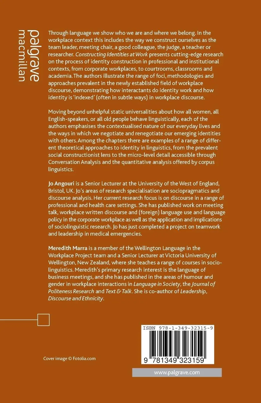 Rückseite: 9781349323159 | Constructing Identities at Work | J. Angouri (u. a.) | Taschenbuch