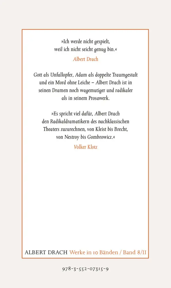 Bild: 9783552073159 | Gottes Tod ein Unfall. Dramen II | Werke Band 8.2 | Albert Drach