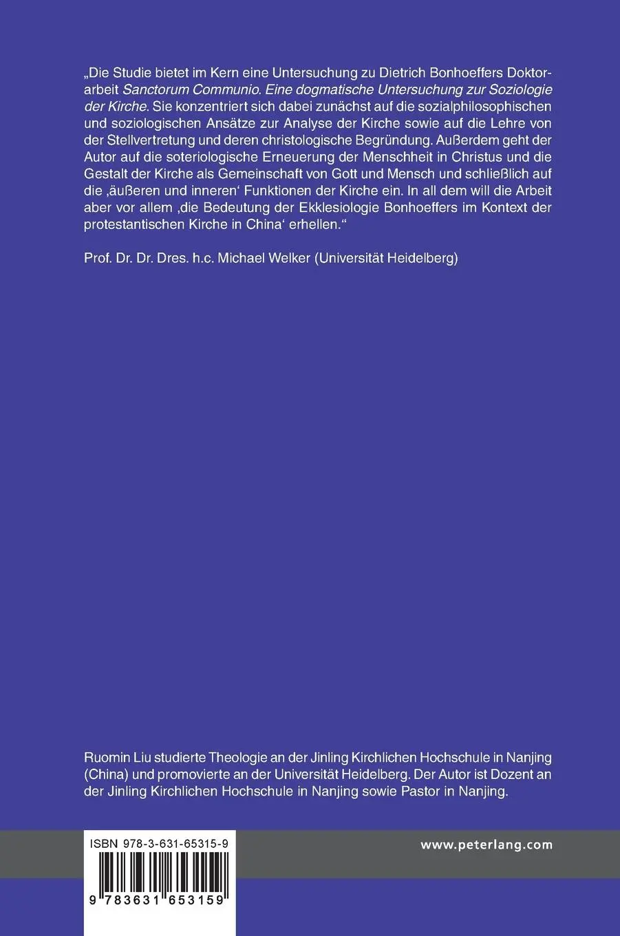 Rückseite: 9783631653159 | Kirche: Gegenwart Christi in der Welt | Ruomin Liu | Buch | Gebunden