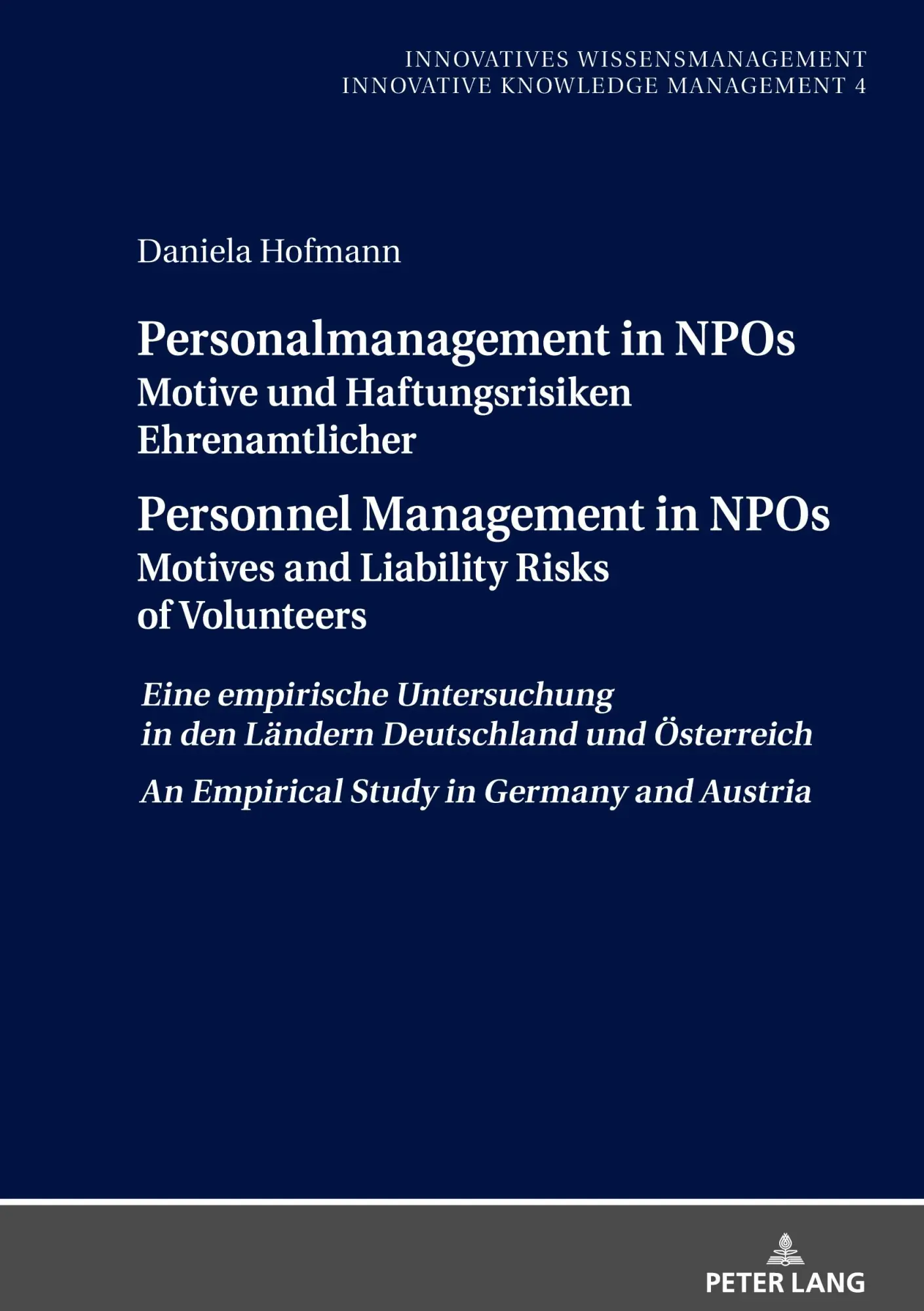Cover: 9783631893159 | Personalmanagement in NPOs Motive und Haftungsrisiken...