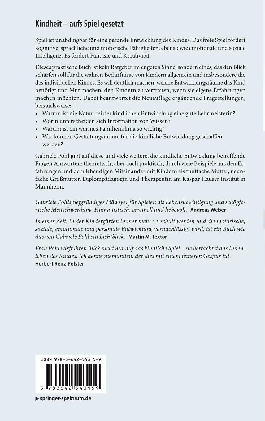 Rückseite: 9783642543159 | Kindheit - aufs Spiel gesetzt | Gabriele Pohl | Buch | XIV | Deutsch