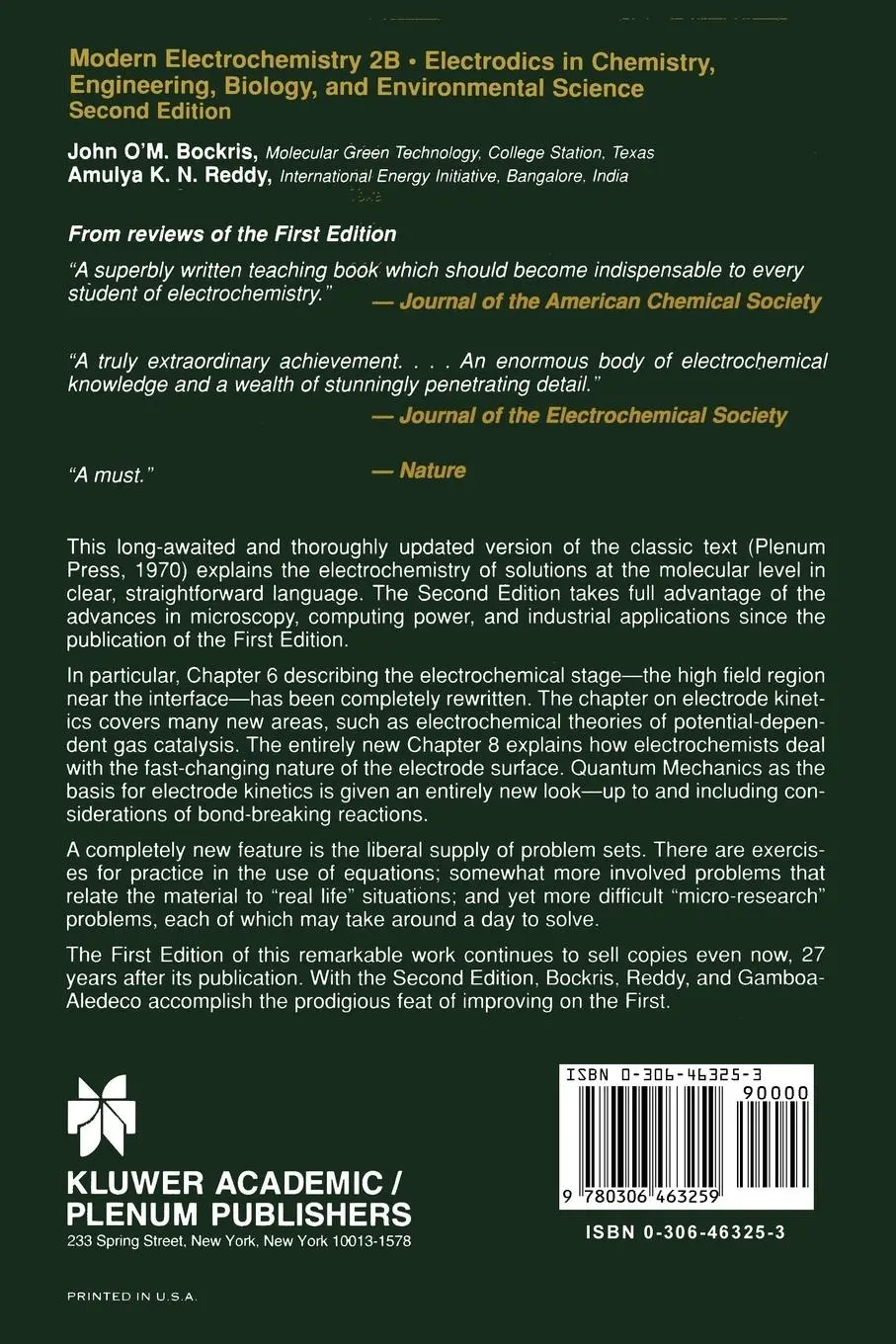 Rückseite: 9780306463259 | Modern Electrochemistry 2B | John O'M Bockris (u. a.) | Taschenbuch