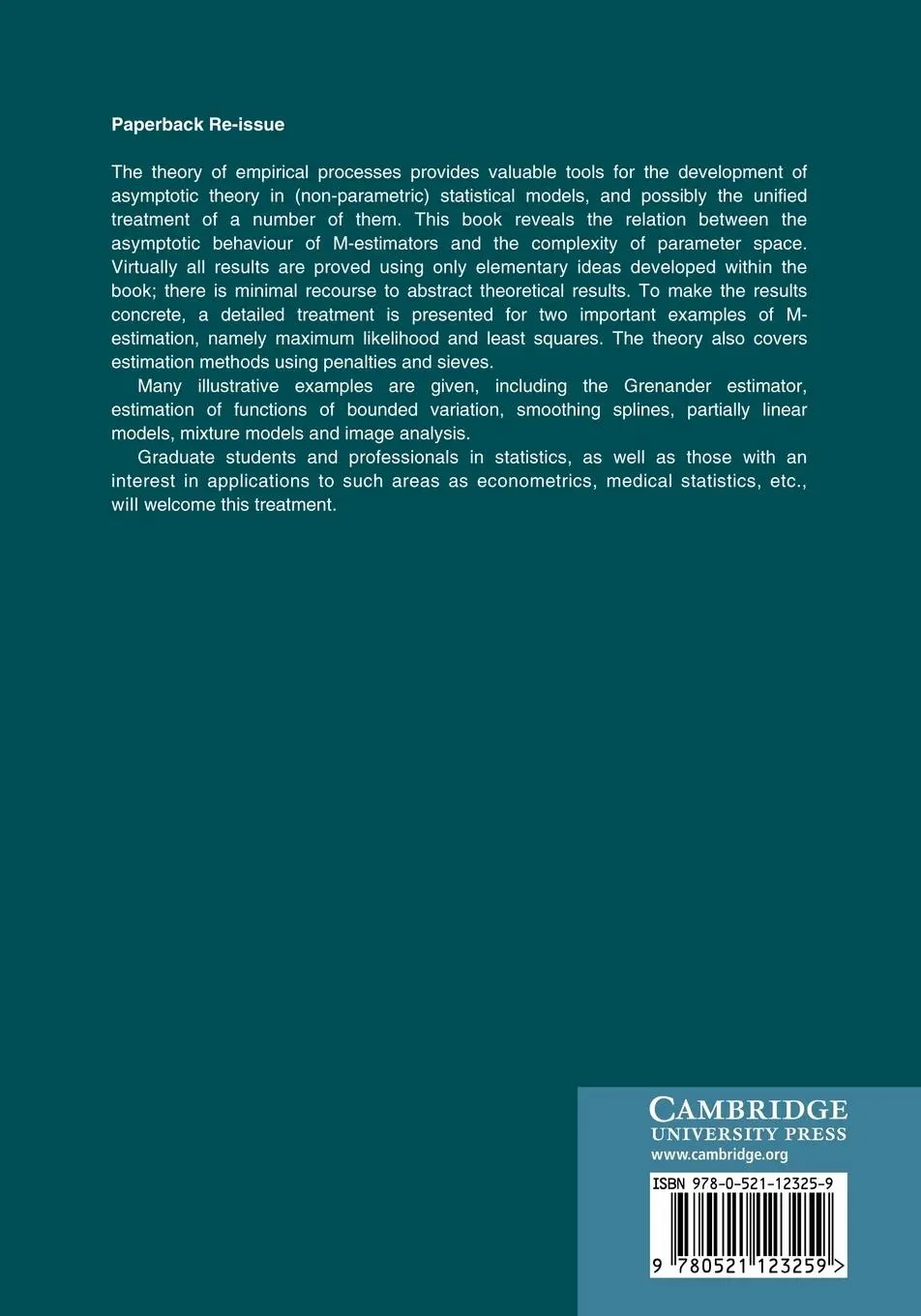 Rückseite: 9780521123259 | Empirical Processes in M-Estimation | Sara A. van de Geer | Buch