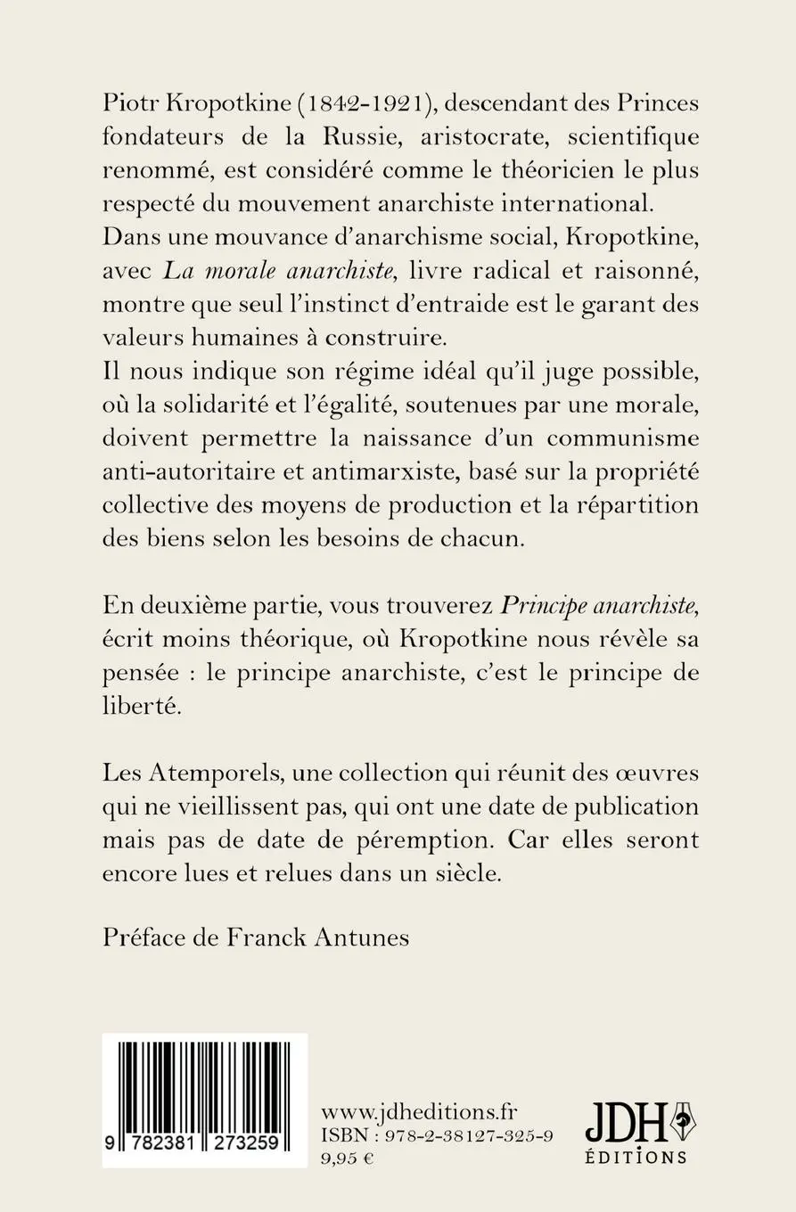 Rückseite: 9782381273259 | La morale anarchiste suivi du Principe anarchiste | Piotr Kropotkine
