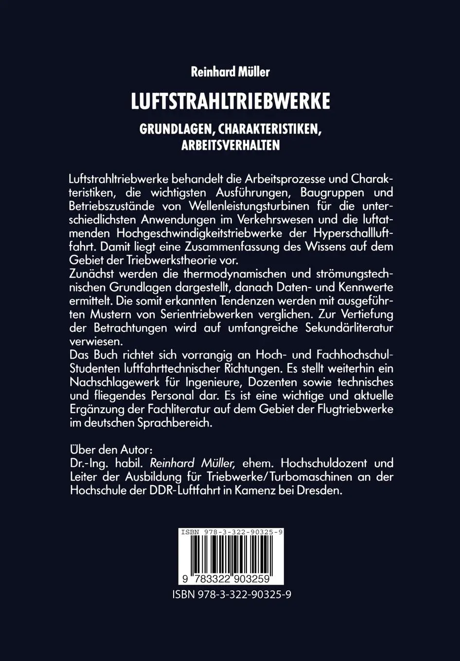 Rückseite: 9783322903259 | Luftstrahltriebwerke | Grundlagen, Charakteristiken Arbeitsverhalten