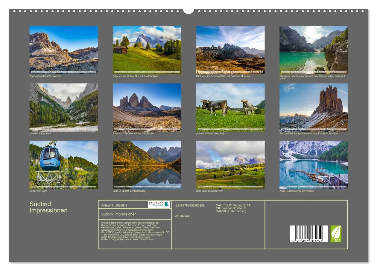 Bild: 9783457263259 | Südtirol Impressionen (hochwertiger Premium Wandkalender 2026 DIN...