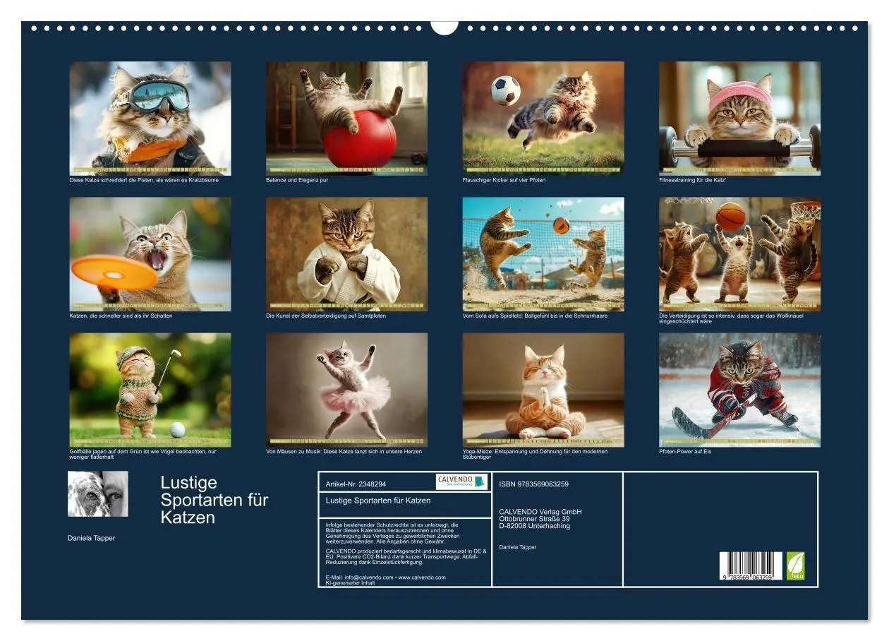 Bild: 9783569063259 | Lustige Sportarten für Katzen (Wandkalender 2027 DIN A2 quer),...