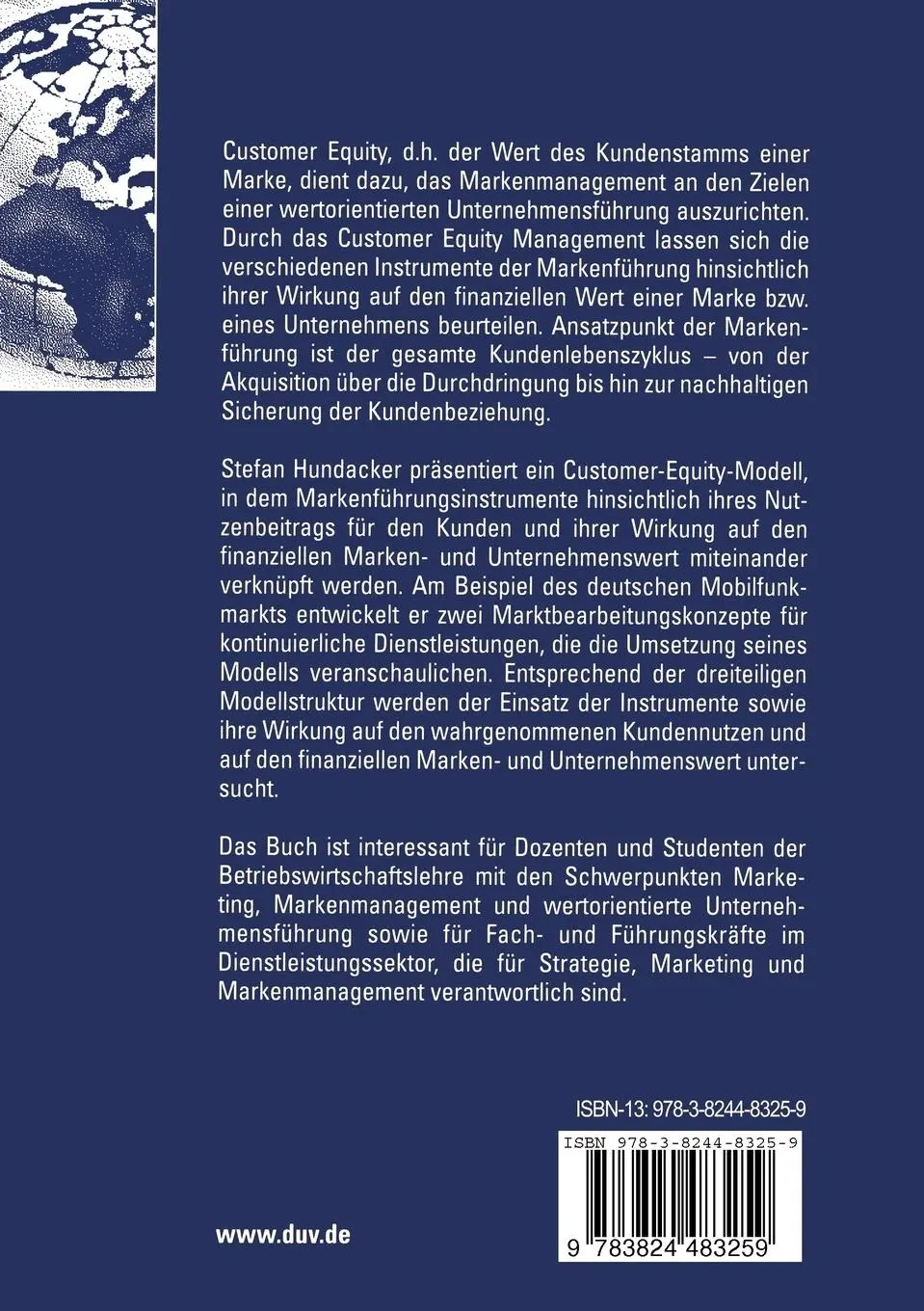 Rückseite: 9783824483259 | Customer Equity Management bei kontinuierlichen Dienstleistungen | xxv