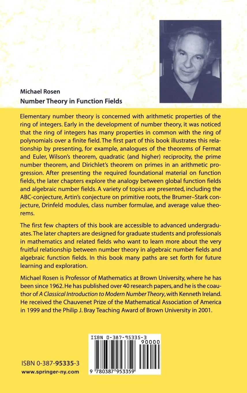 Rückseite: 9780387953359 | Number Theory in Function Fields | Michael Rosen | Buch | xi | 2002